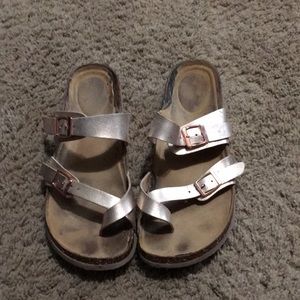 Ladies cork bedded leather strap sandals Size 8